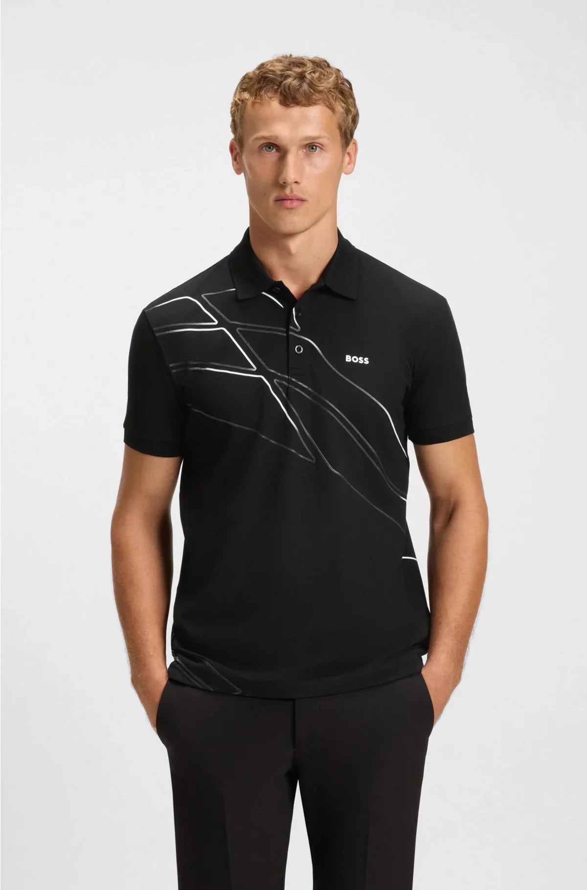 POLO PADDY IN MISTO COTONE CON GRAFICA