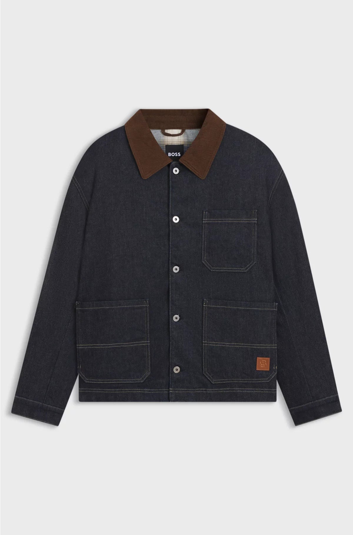 CONTRAST-COLLAR JACKET IN INDIGO DENIM