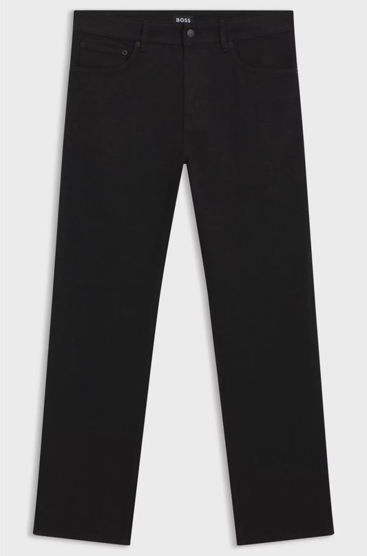 TAPERED-FIT JEANS IN LASER-PATTERNED BLACK DENIM