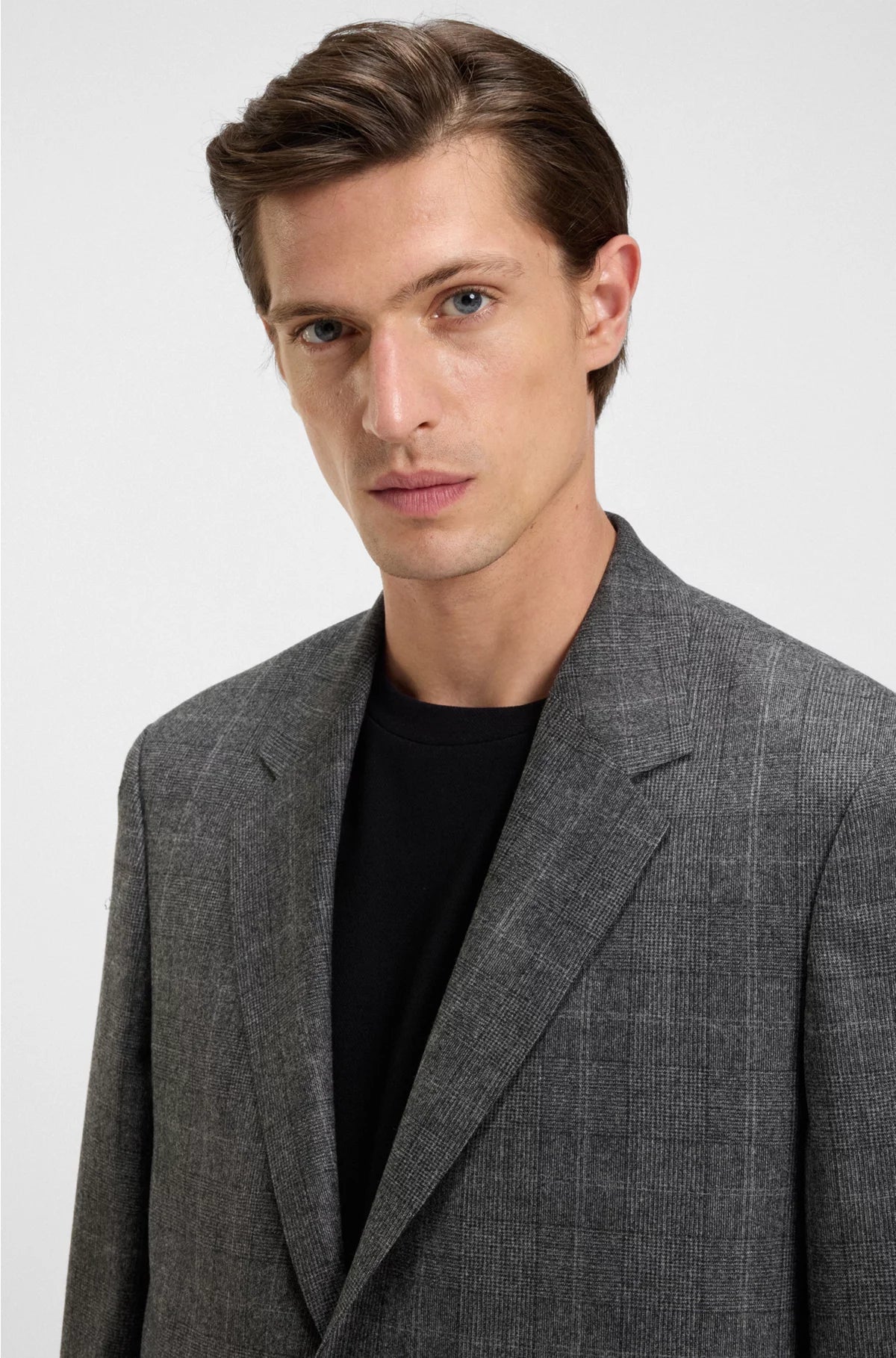 RELAXED-FIT SUIT JACKET IN CHECKED STRETCH WOOL