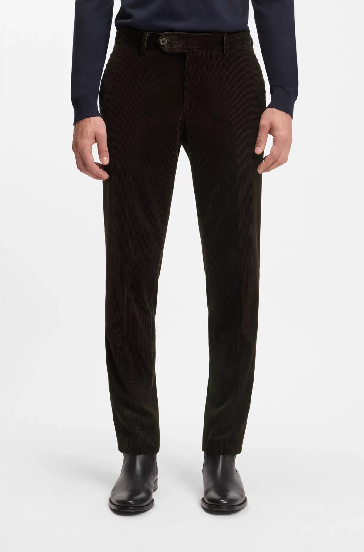 PLEAT-FRONT TROUSERS IN STRIPED COTTON
