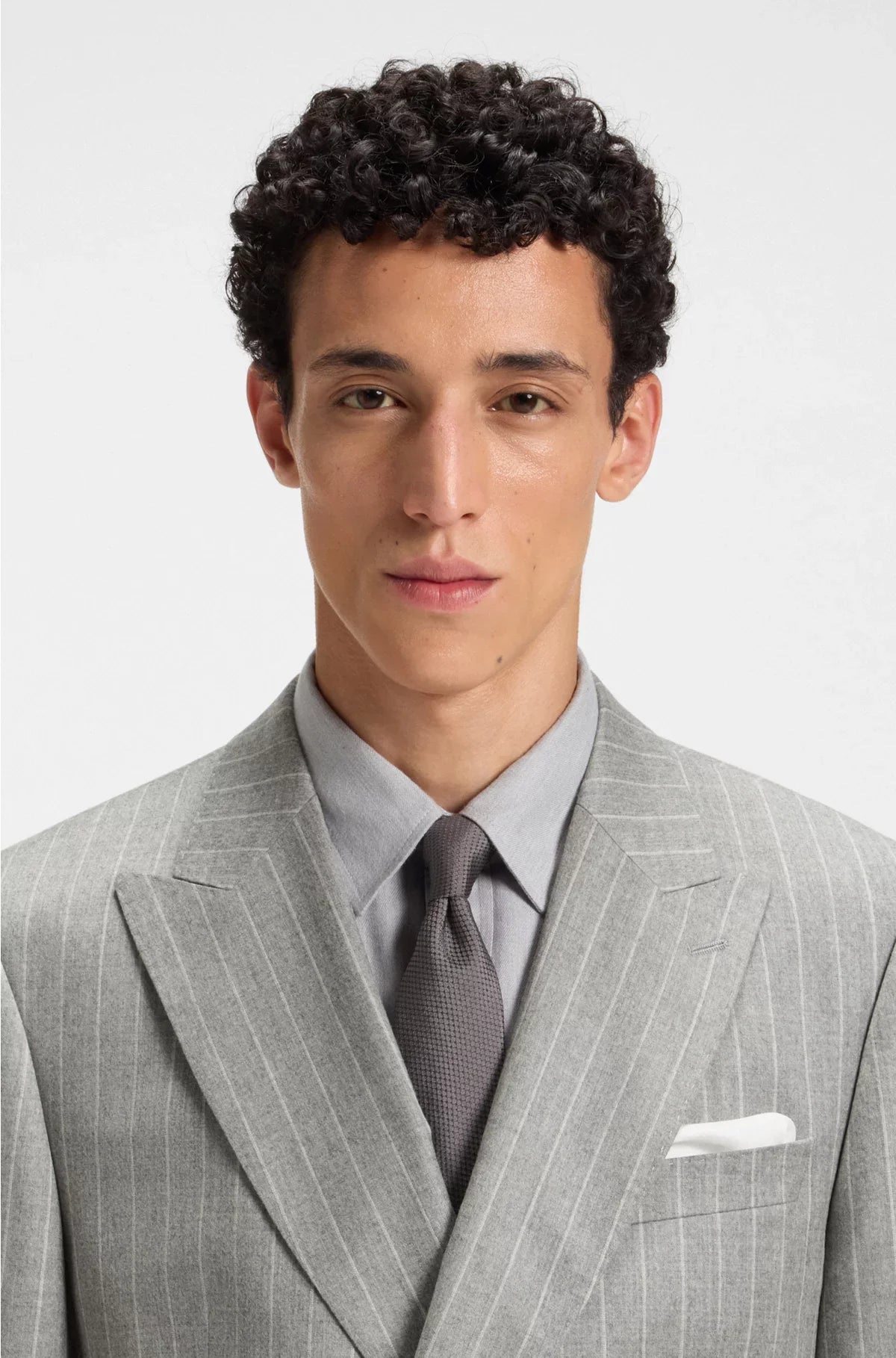 DOUBLE-BREASTED SUIT JACKET IN STRIPED VIRGIN WOOL