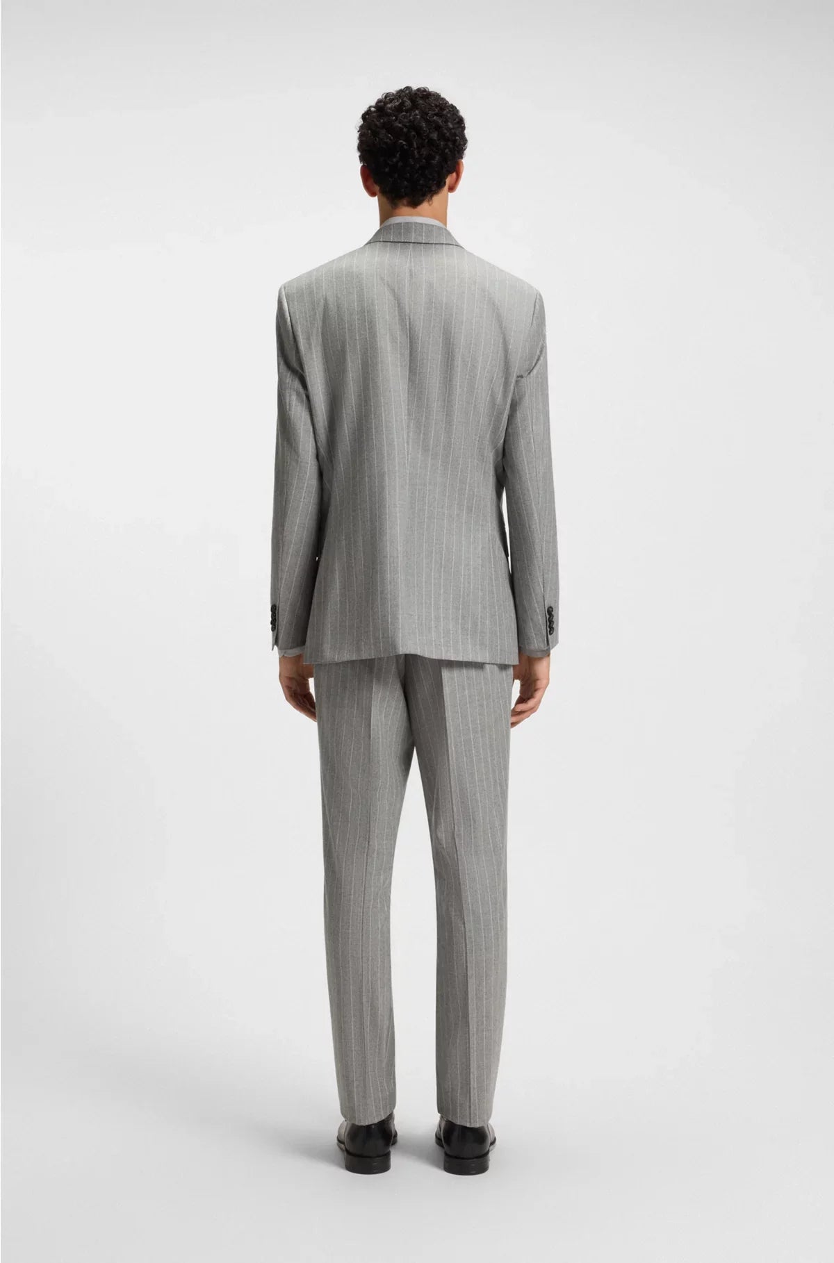 DOUBLE-BREASTED SUIT JACKET IN STRIPED VIRGIN WOOL