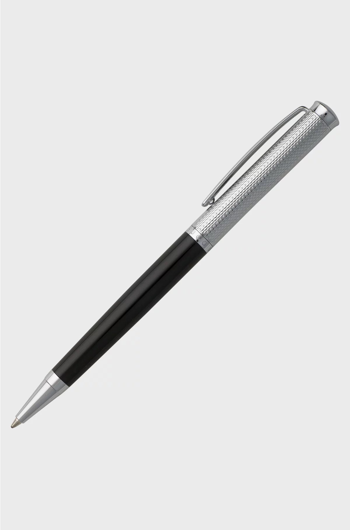 BALLPOINT PEN WITH ENGRAVED CHROME AND MATTE-BLACK LACQUER FINISHES
