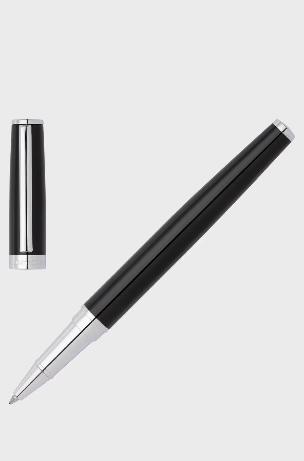ROLLERBALL IN LACCA NERO LUCIDO CON ANELLO LOGATO