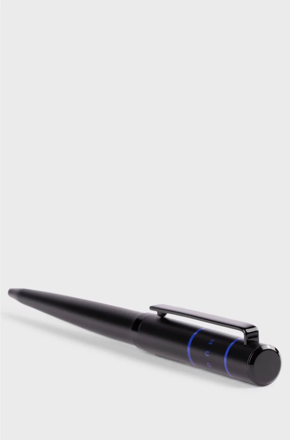 BLACK BALLPOINT PEN WITH BLUE LINES AND LOGO