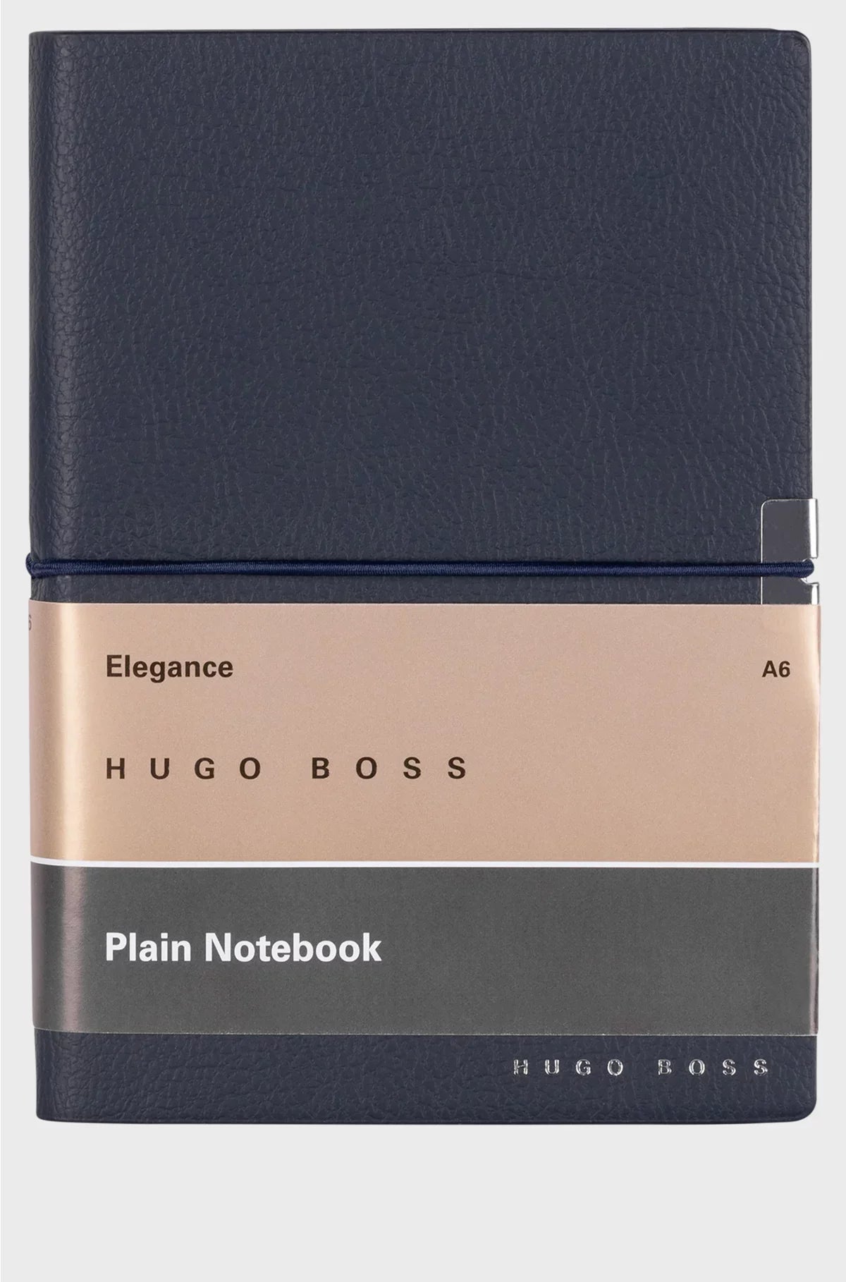 A6 NOTEBOOK IN NAVY FAUX LEATHER WITH ELASTICATED BAND