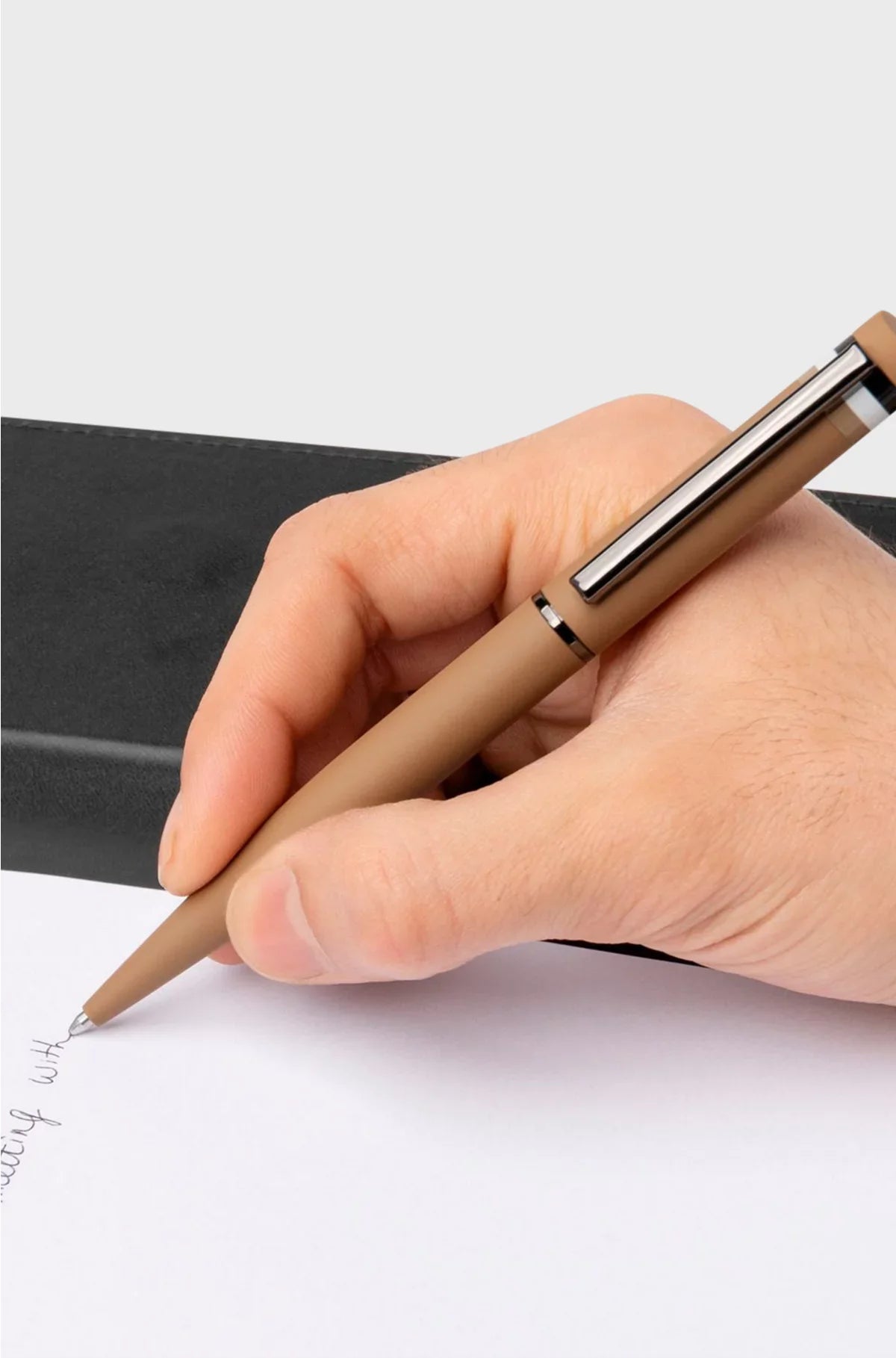 PENNA A SFERA CAMEL CON DETTAGLIO A RIGHE SIGILLO