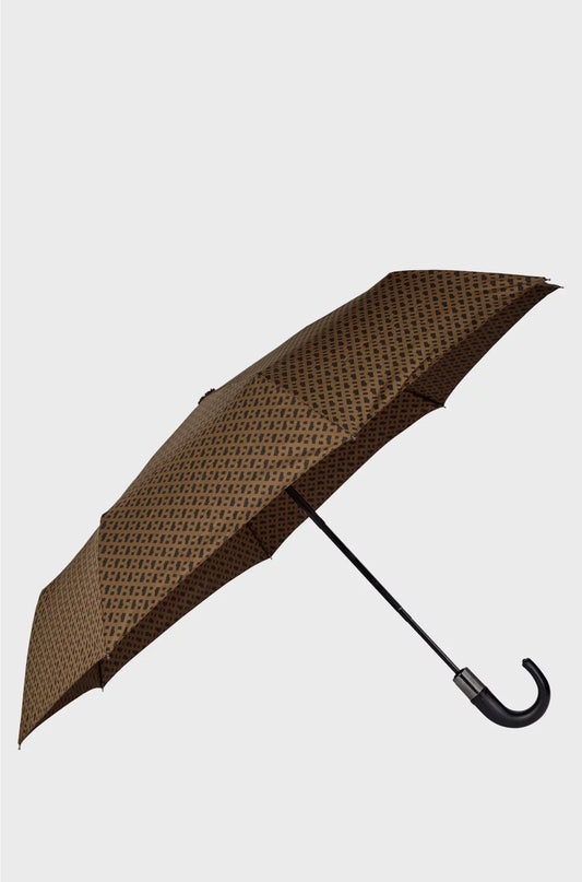 CAMEL MONOGRAM-PATTERN UMBRELLA WITH LOGO STRAP