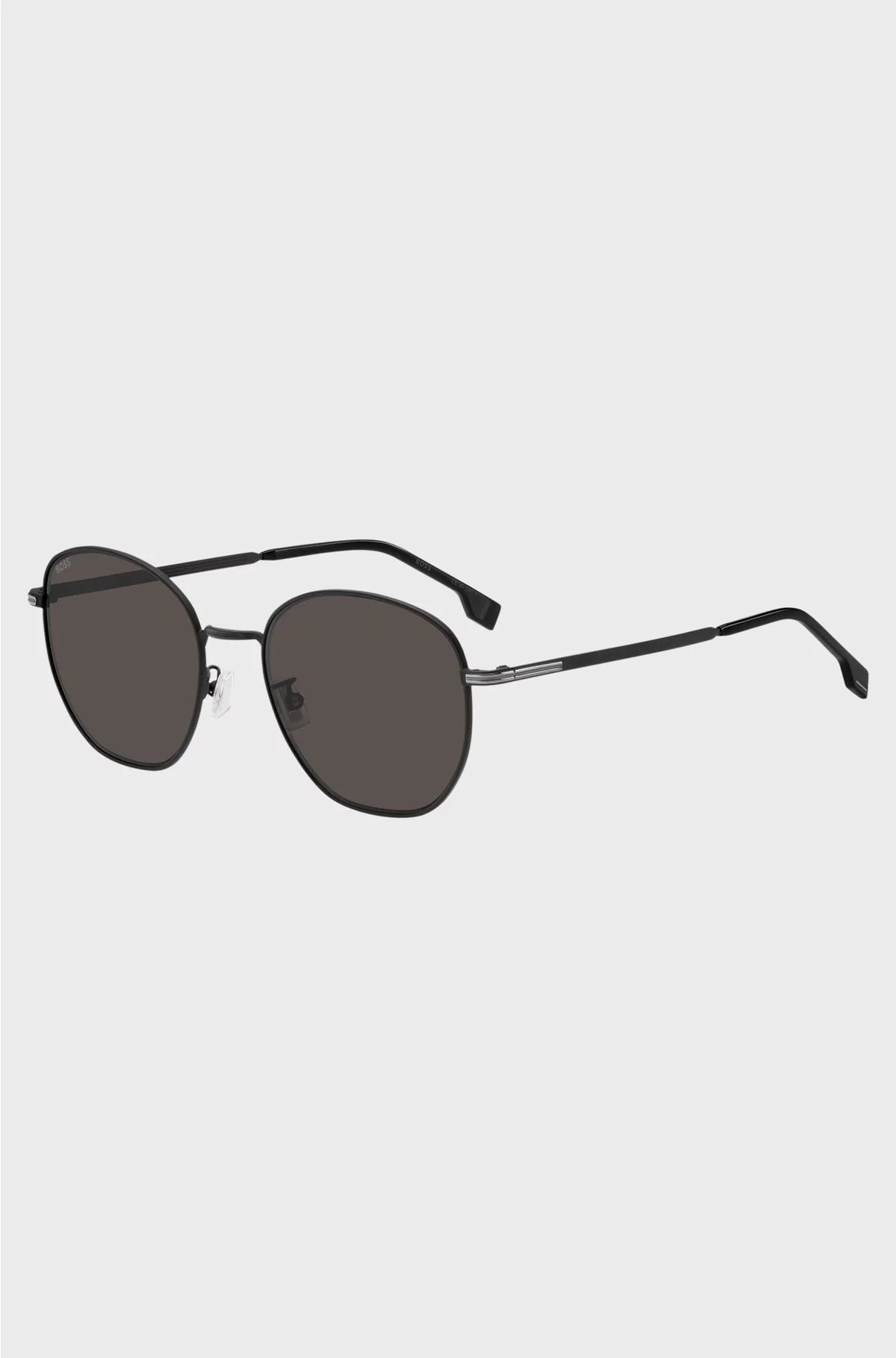 ROUND SUNGLASSES IN BLACK METAL WITH SILVER-TONE HARDWARE