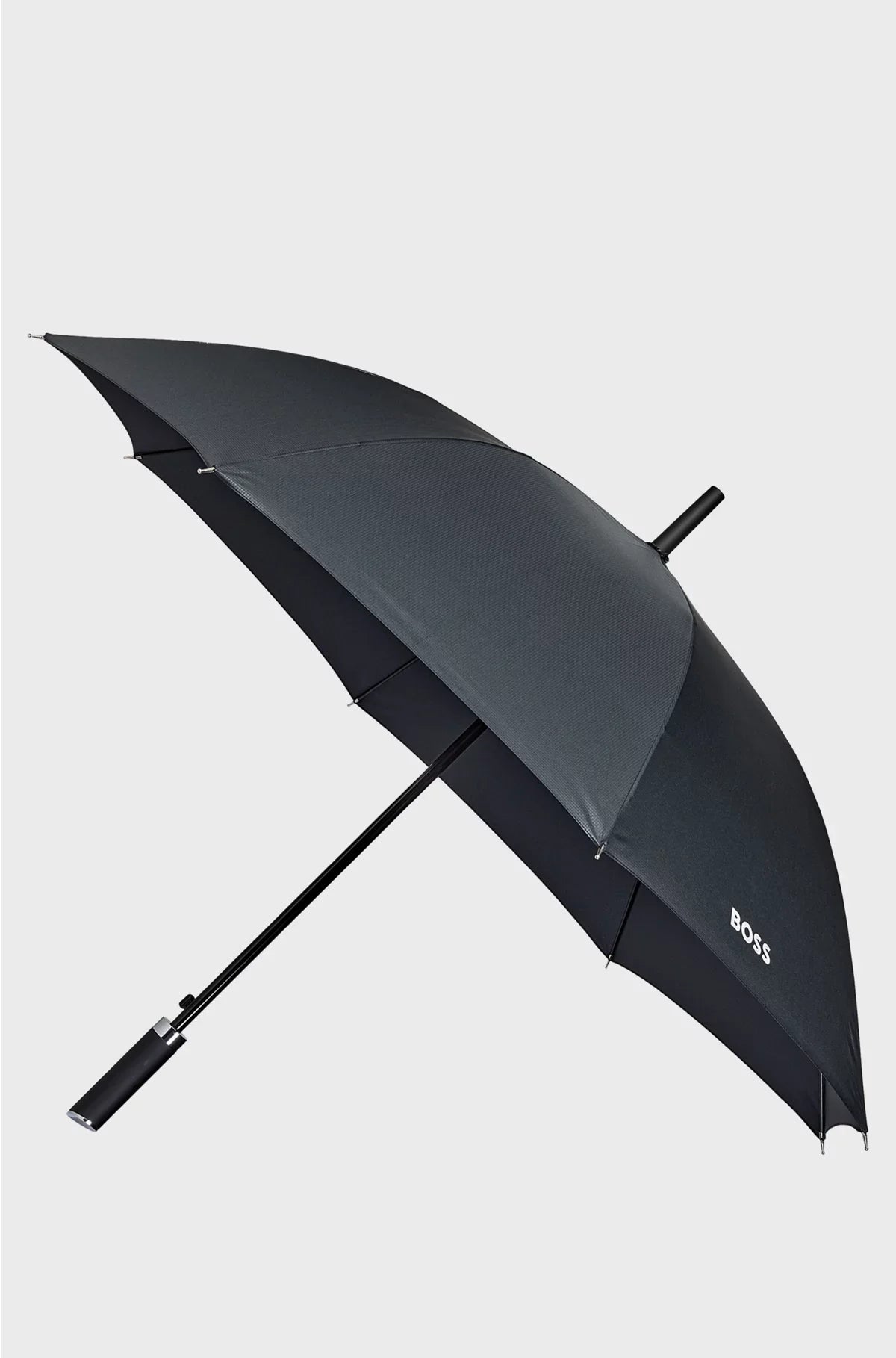 GRID-PATTERN UMBRELLA WITH LOGO-EMBOSSED HANDLE