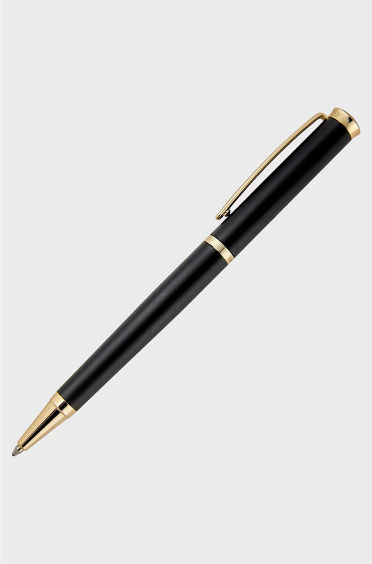 PENNA A SFERA NERO OPACO CON DETTAGLI COLOR ORO