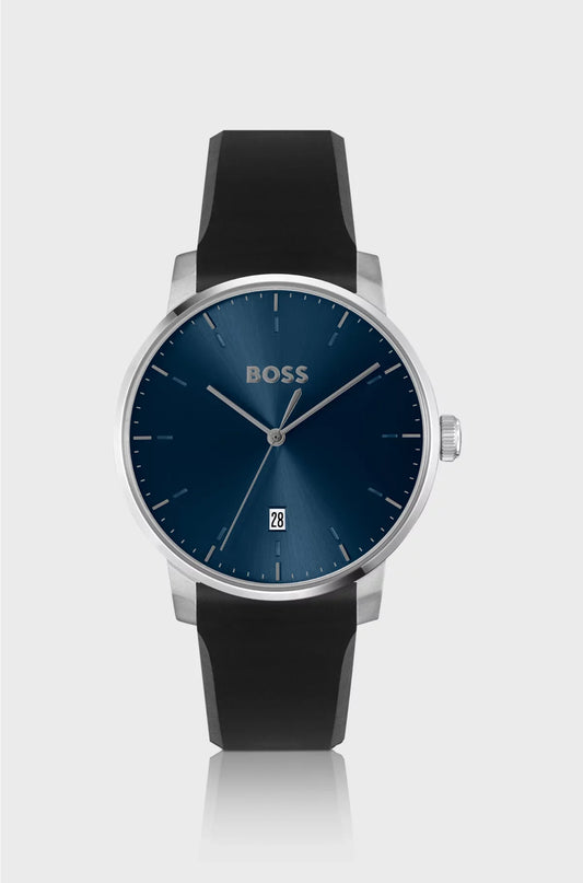SILICONE-STRAP WATCH WITH BLUE DIAL