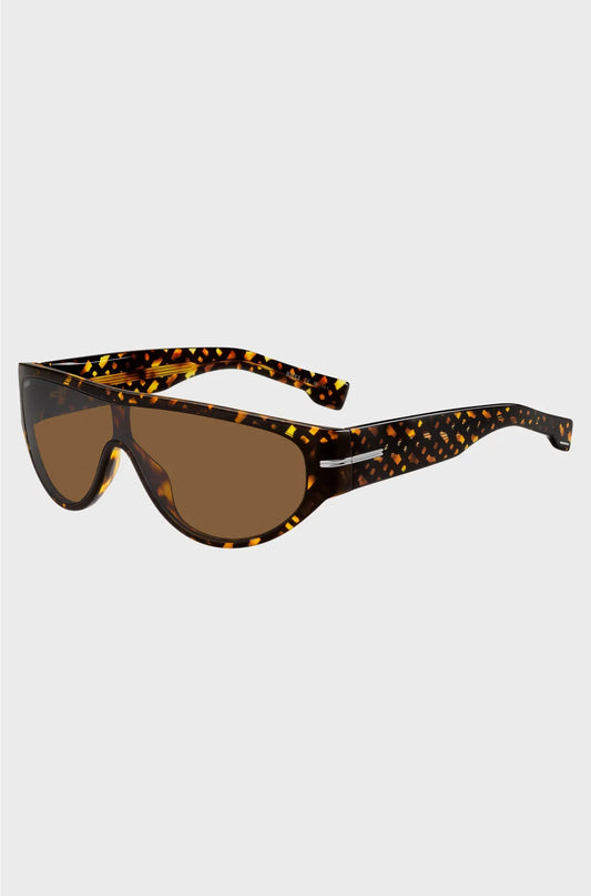 MASK-STYLE SUNGLASSES IN MONOGRAM-PATTERNED ACETATE