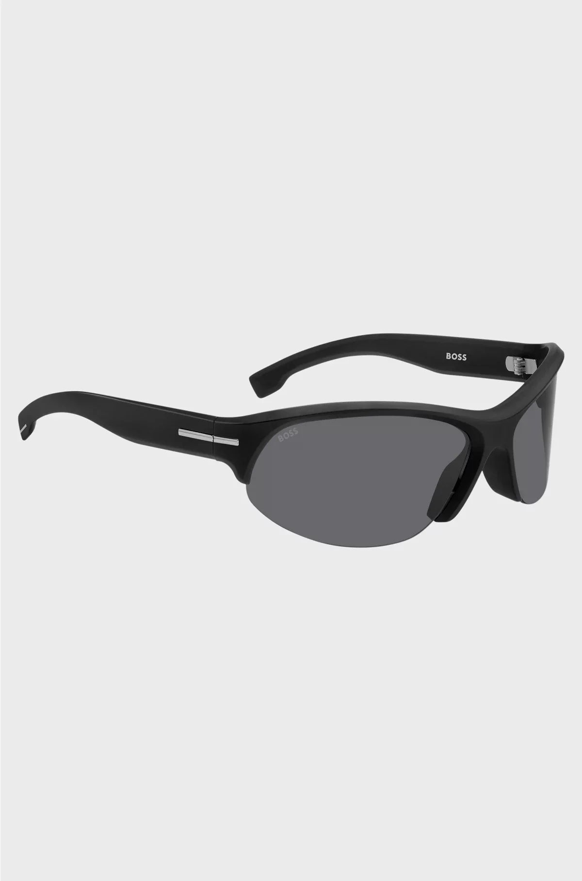 MASK-STYLE SUNGLASSES IN BLACK WITH SILVER-TONE HARDWARE