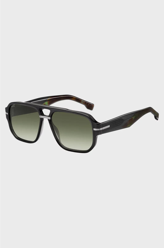 GREY-ACETATE SUNGLASSES WITH PATTERNED ACCENTS