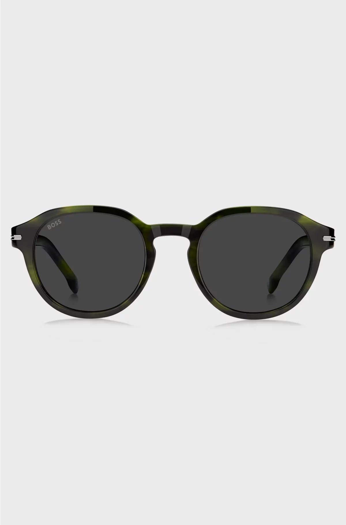 GREEN-HORN SUNGLASSES WITH SILVER-TONE HINGES