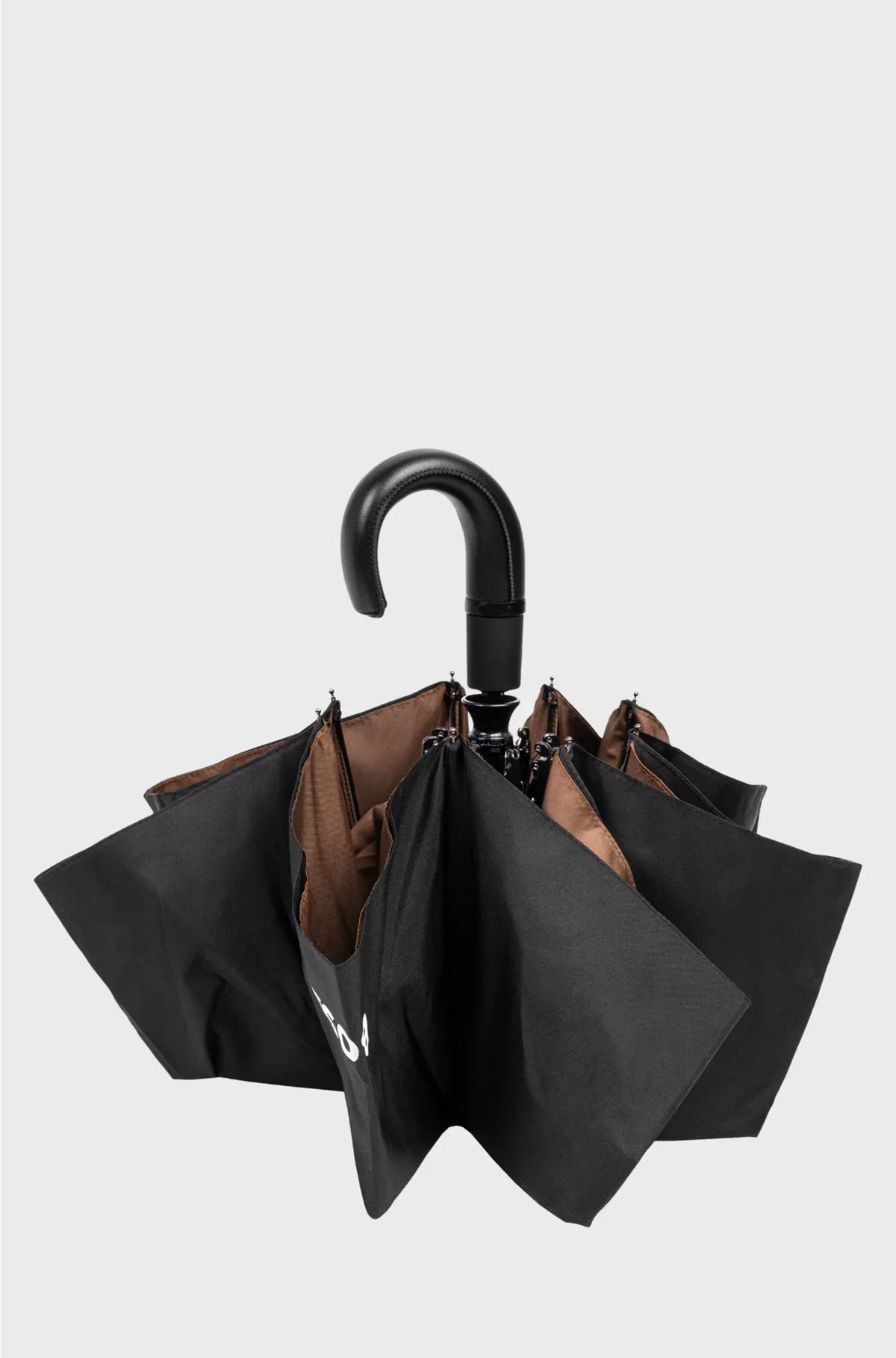 BLACK POCKET UMBRELLA WITH CAMEL INTERIOR