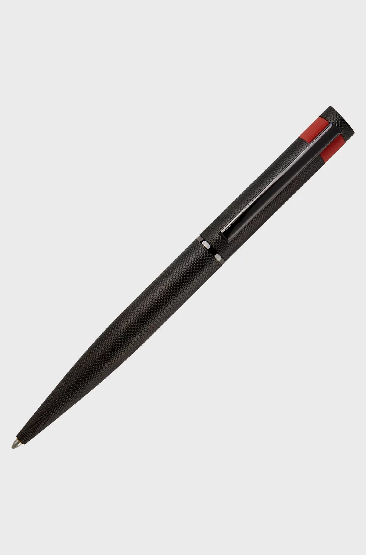 BLACK BALLPOINT PEN WITH MATTE DIAMOND-CUT PATTERN