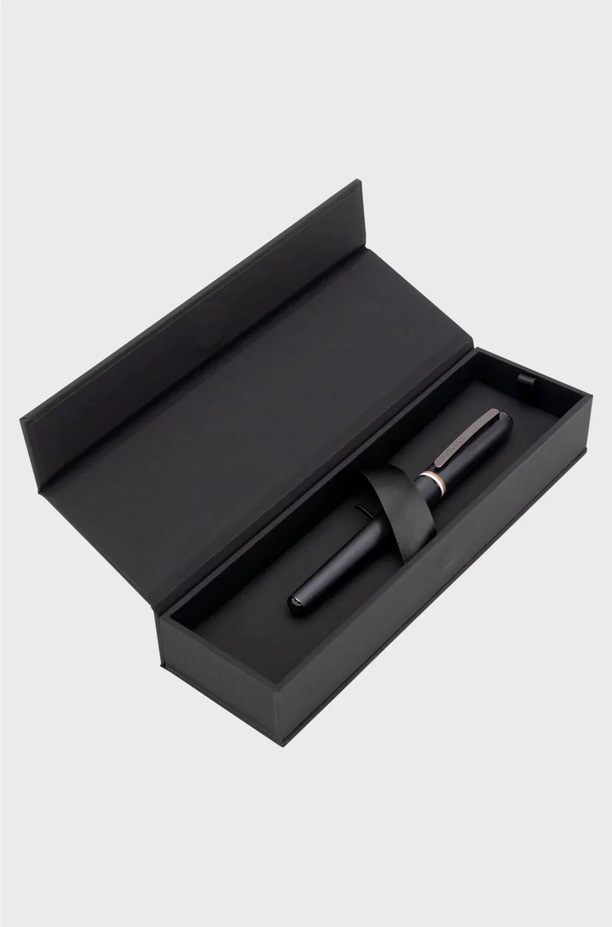 BRUSHED ROLLERBALL PEN WITH SIGNATURE-STRIPE RING