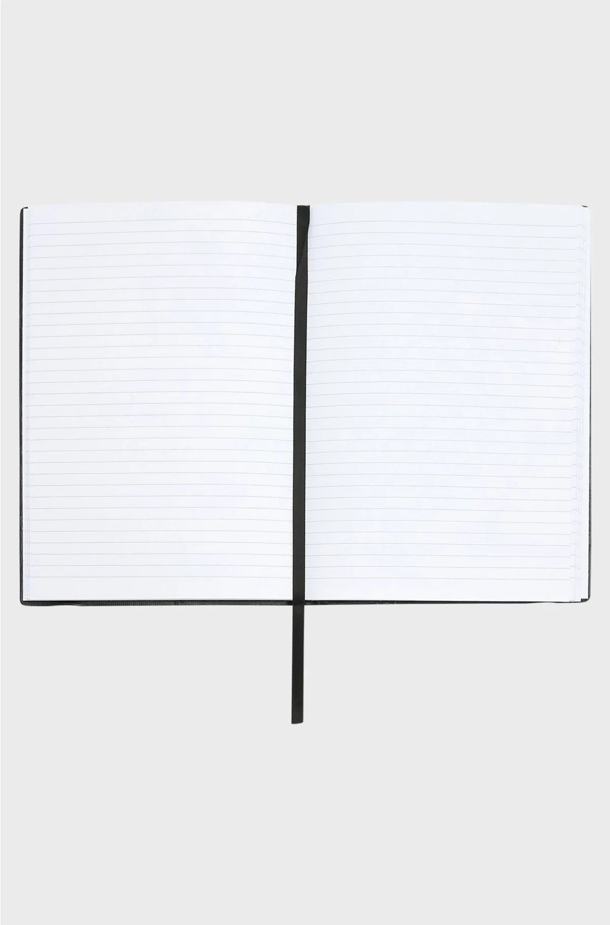 A6 BLACK FAUX-LEATHER NOTEBOOK WITH SIGNATURE-STRIPE STRAP