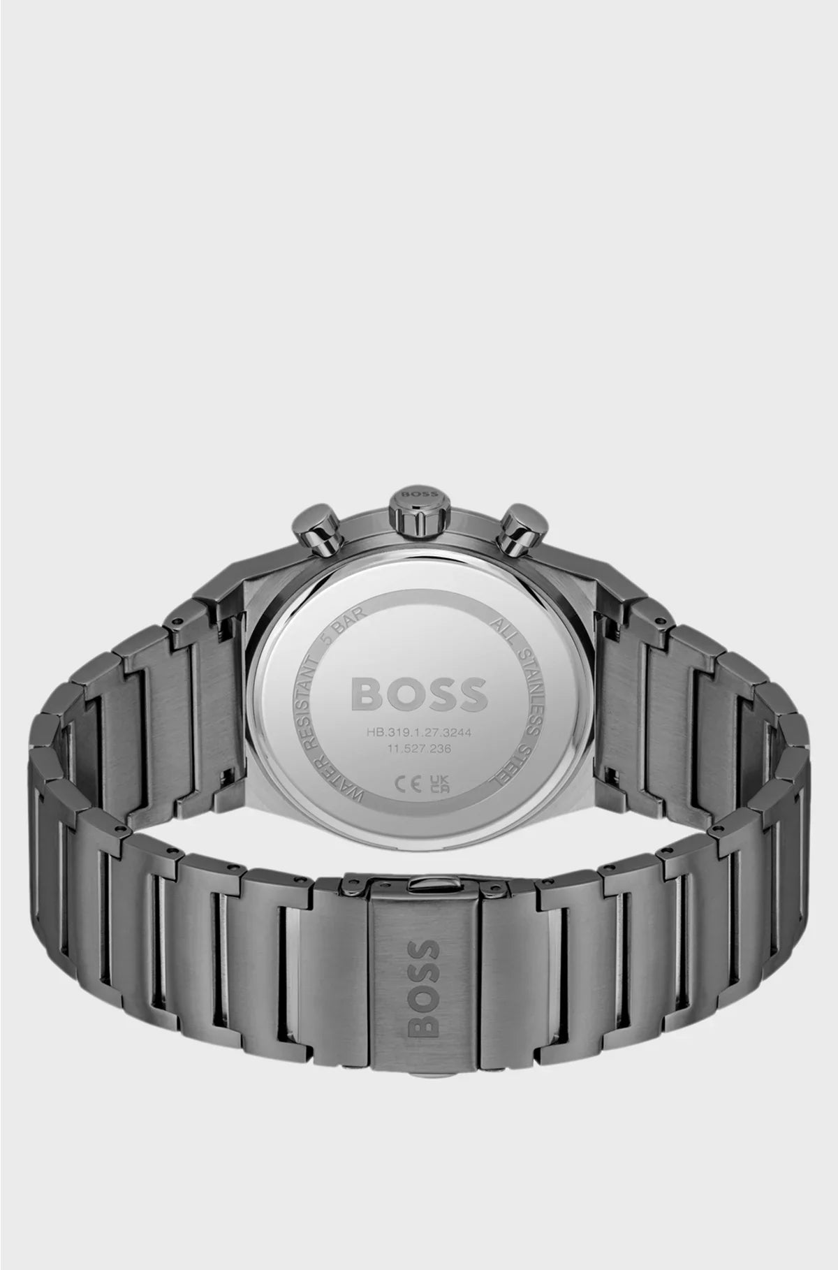 GREY-PLATED CHRONOGRAPH WATCH WITH BLUE DIAL