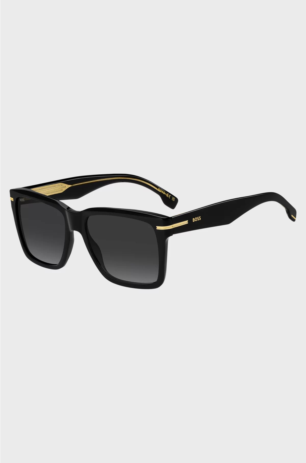 BLACK-ACETATE SUNGLASSES WITH GOLD-TONE TRIMS