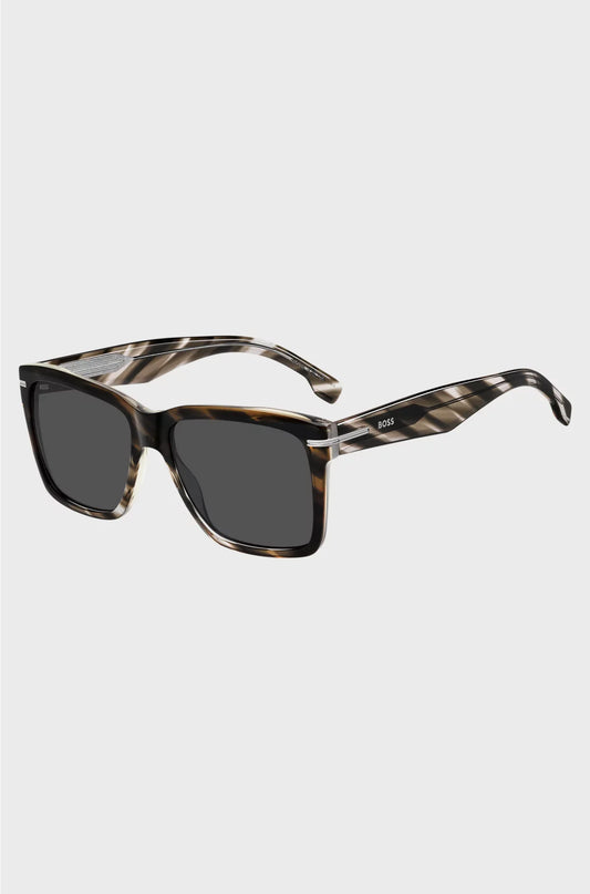 PATTERNED-ACETATE SUNGLASSES WITH SILVER-TONE TRIMS