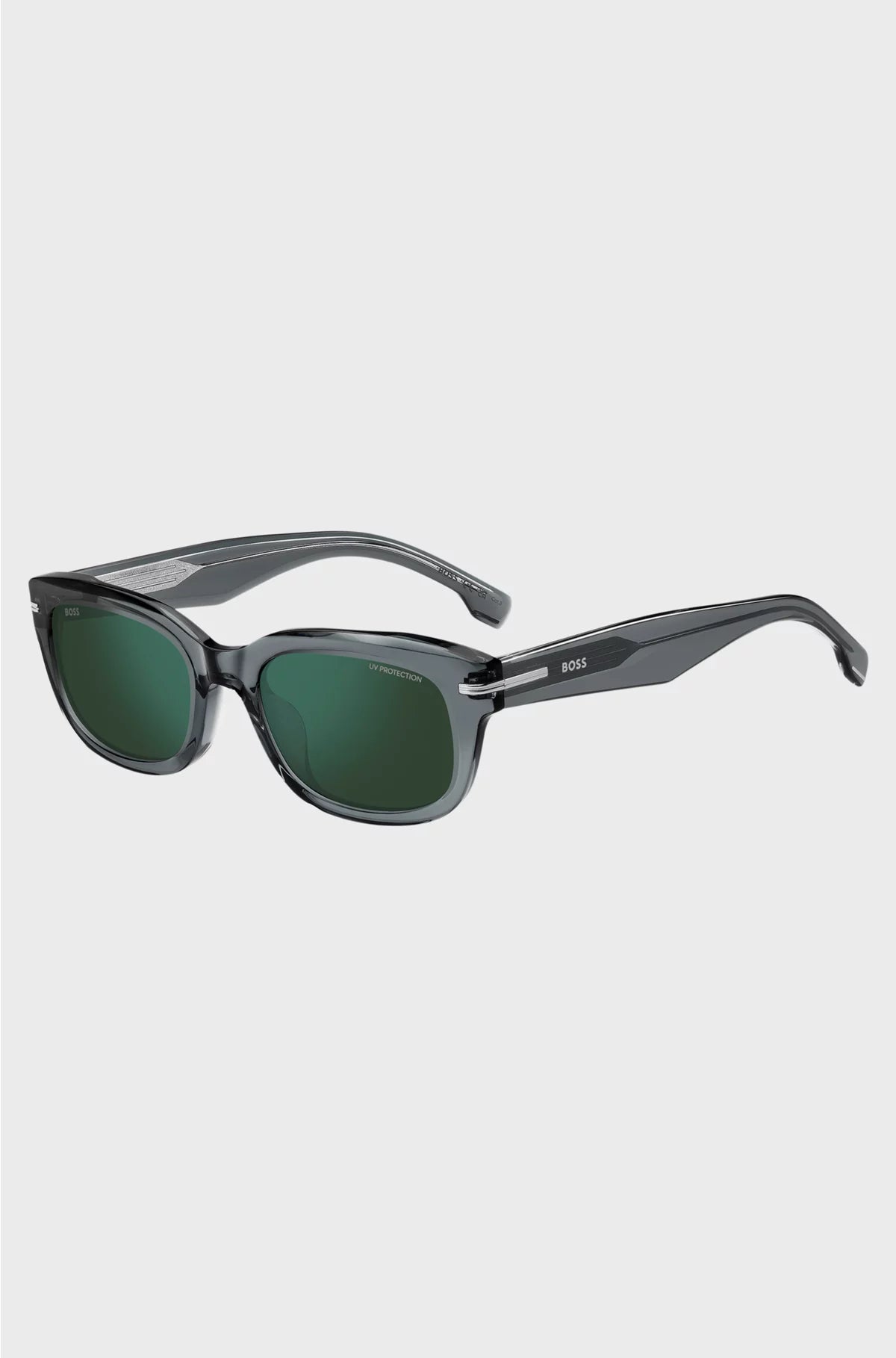 GREY-ACETATE SUNGLASSES WITH GREEN LENSES