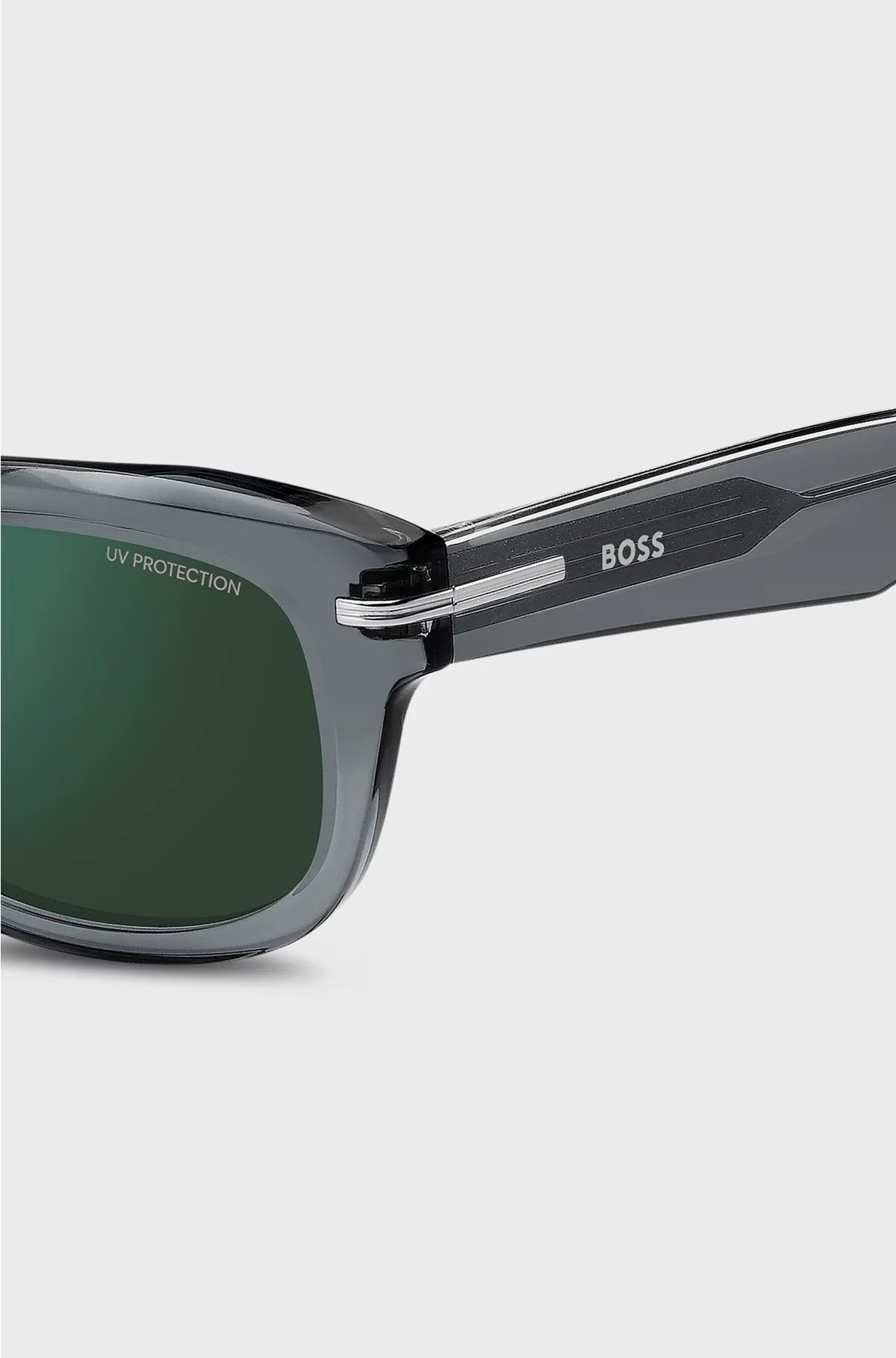 GREY-ACETATE SUNGLASSES WITH GREEN LENSES
