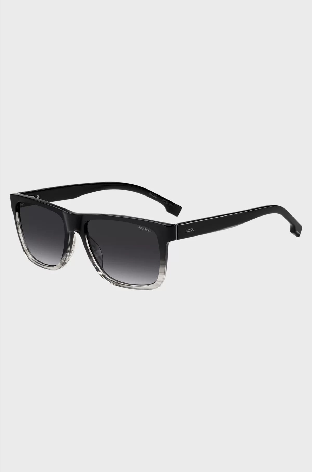 ENGRAVED-LOGO SUNGLASSES IN DEGRADE BLACK ACETATE