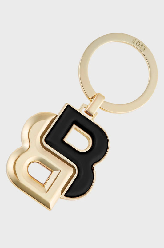 PORTACHIAVI CON MONOGRAMMA DOPPIA B NERO E COLOR ORO