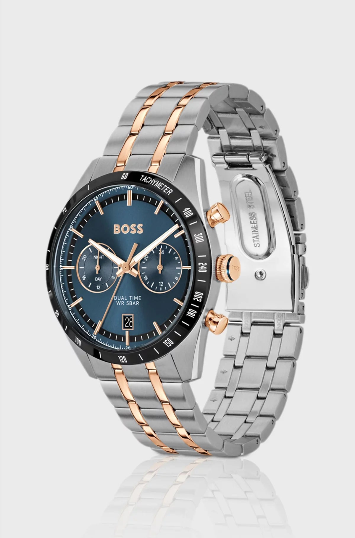 OROLOGIO TOURMASTER CON QUADRANTE BLU E BRACCIALE BICOLORE