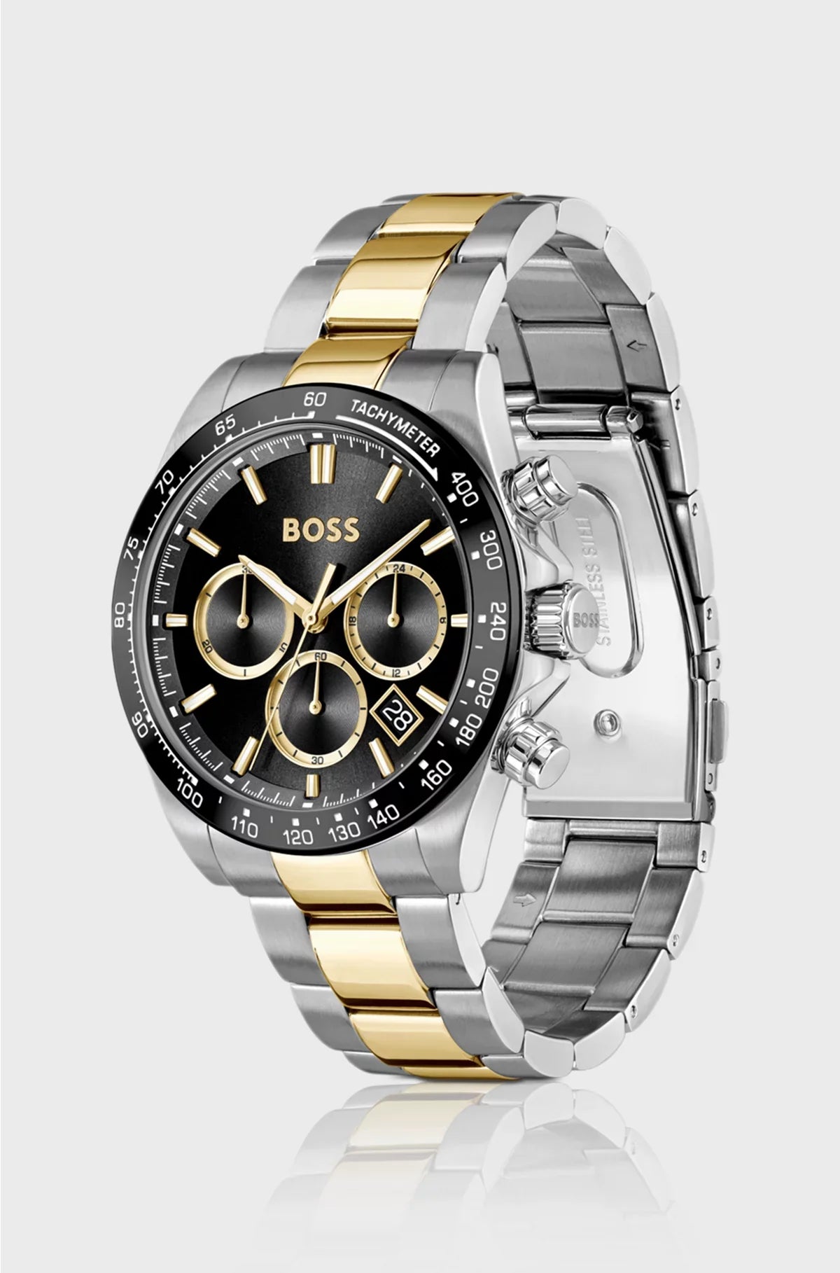OROLOGIO CRONOGRAFO HERO 2.0 CON QUADRANTE NERO E BRACCIALE BICOLORE