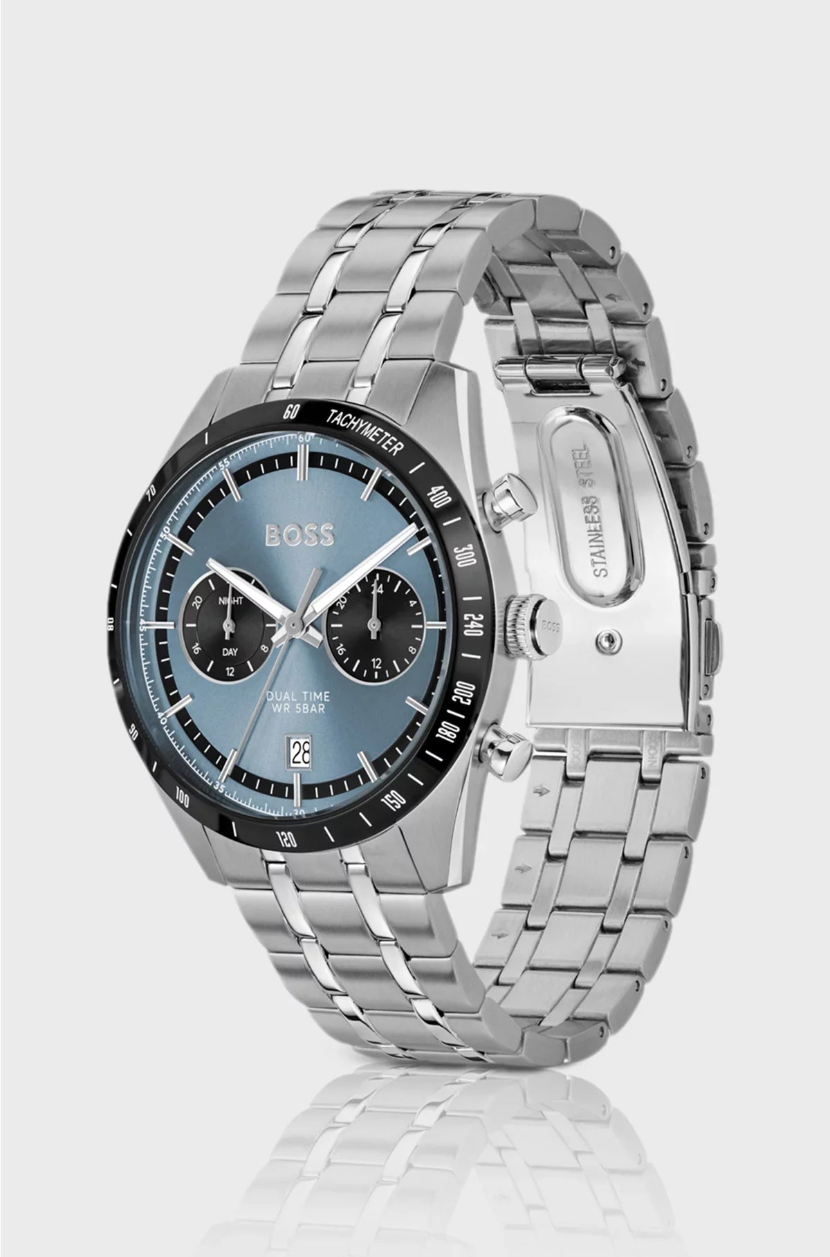 TOURMASTER BLUE-DIAL WATCH WITH MULTI-LINK BRACELET