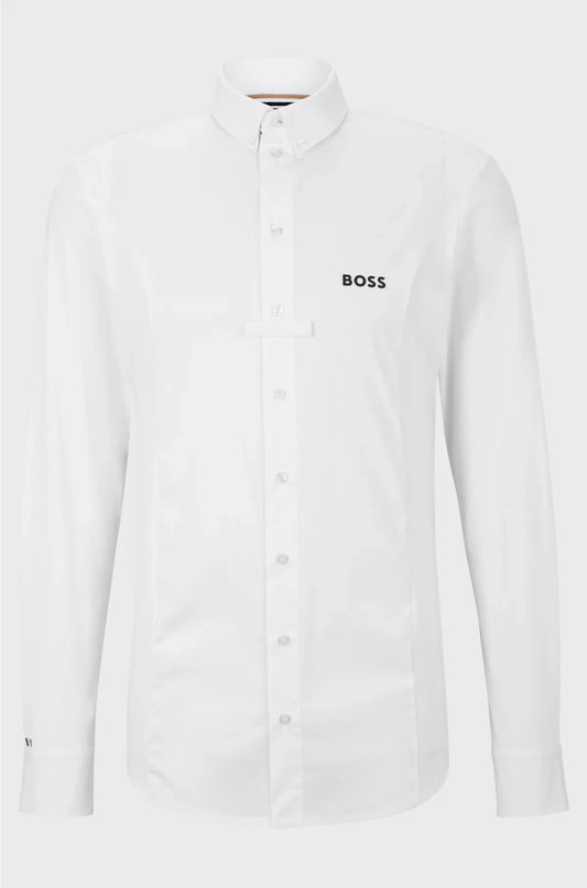 EQUESTRIAN SLIM-FIT SHOW SHIRT IN MIXED MATERIALS