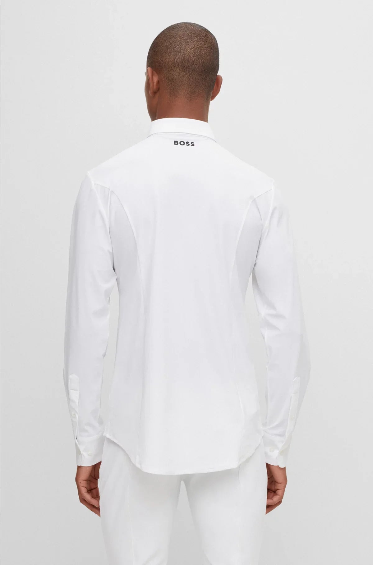 EQUESTRIAN SLIM-FIT SHOW SHIRT IN MIXED MATERIALS