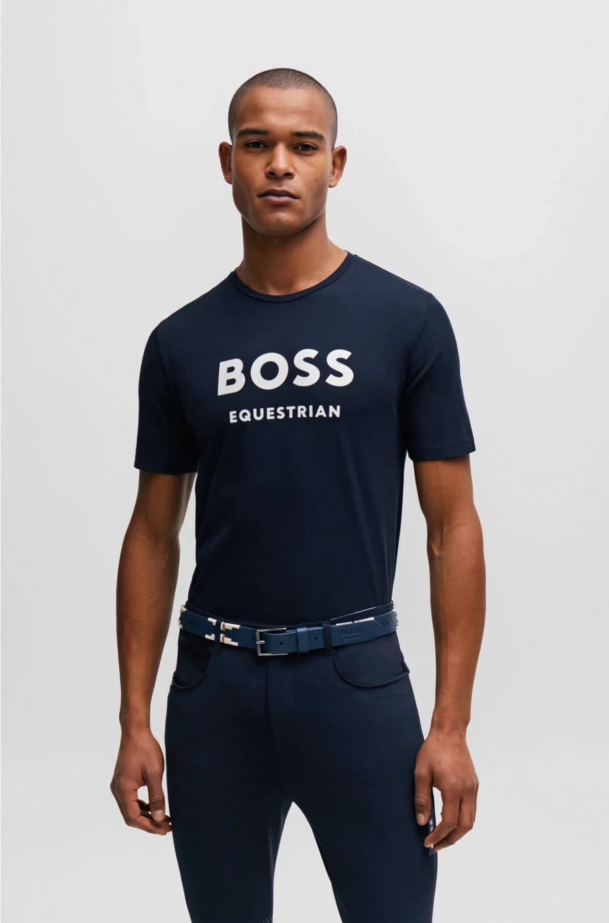 T-SHIRT DA EQUITAZIONE A MANICHE CORTE IN COTONE ELASTICIZZATO CON LOGO