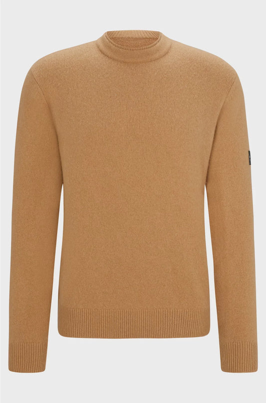 EQUESTRIAN COTTON-CASHMERE SWEATER WITH LOGO PATCH