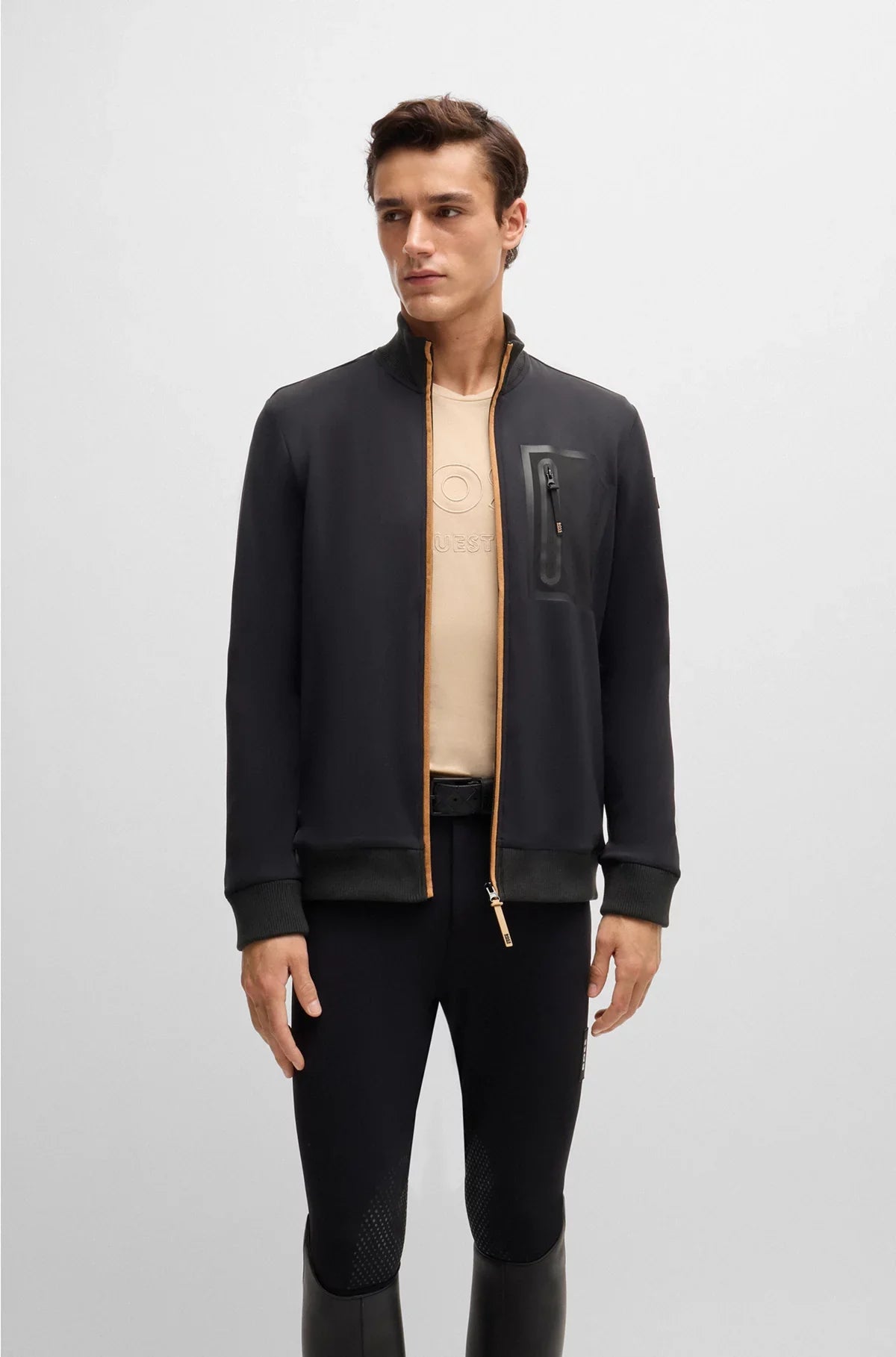 EQUESTRIAN CARDIGAN WITH ZIPPED CHEST POCKET