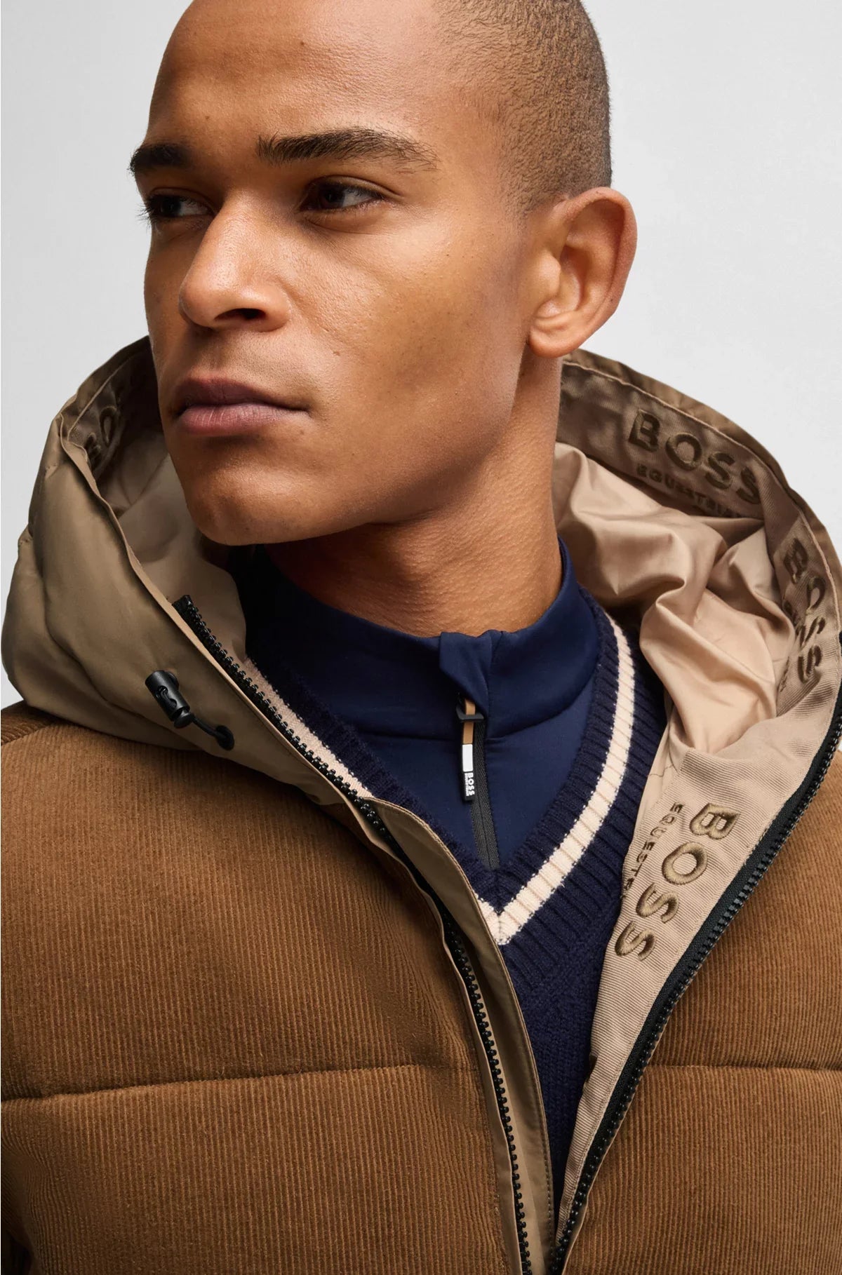EQUESTRIAN WATERPROOF JACKET WITH CORDUROY DETAILS