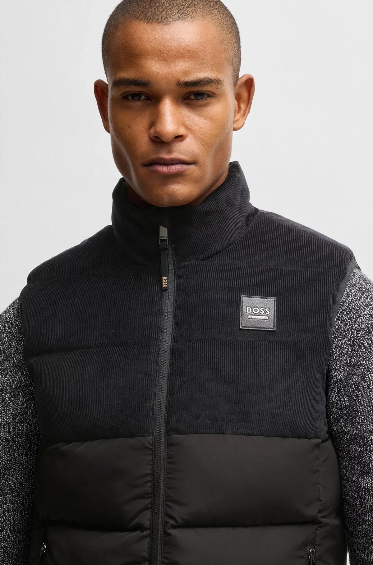 Gilet imbottito impermeabile equestre con pannello in velluto a coste