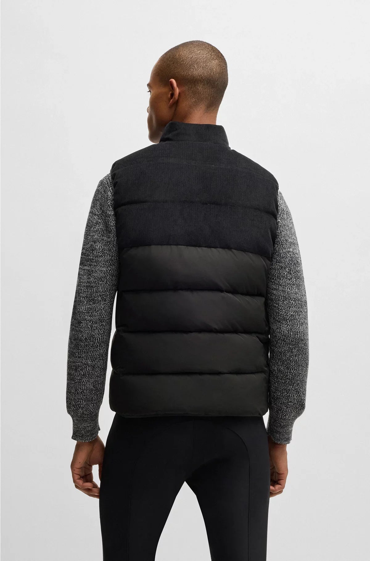 Gilet imbottito impermeabile equestre con pannello in velluto a coste