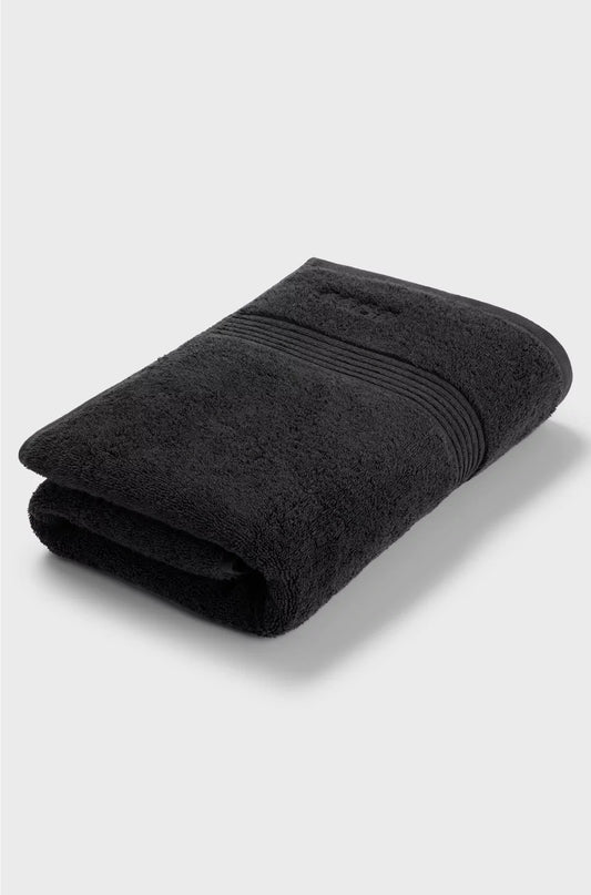 BLACK AEGEAN-COTTON BATH TOWEL WITH TONAL LOGO