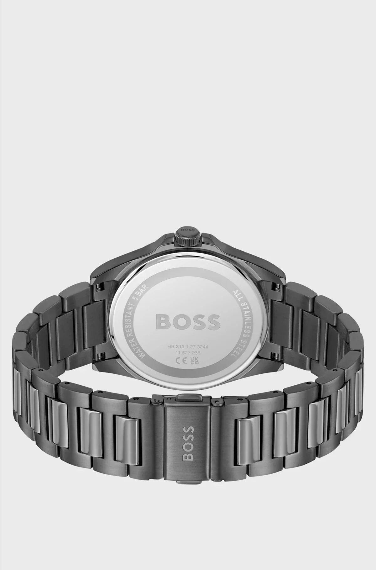 GREY-PLATED WATCH WITH BLUE RIDGED DIAL