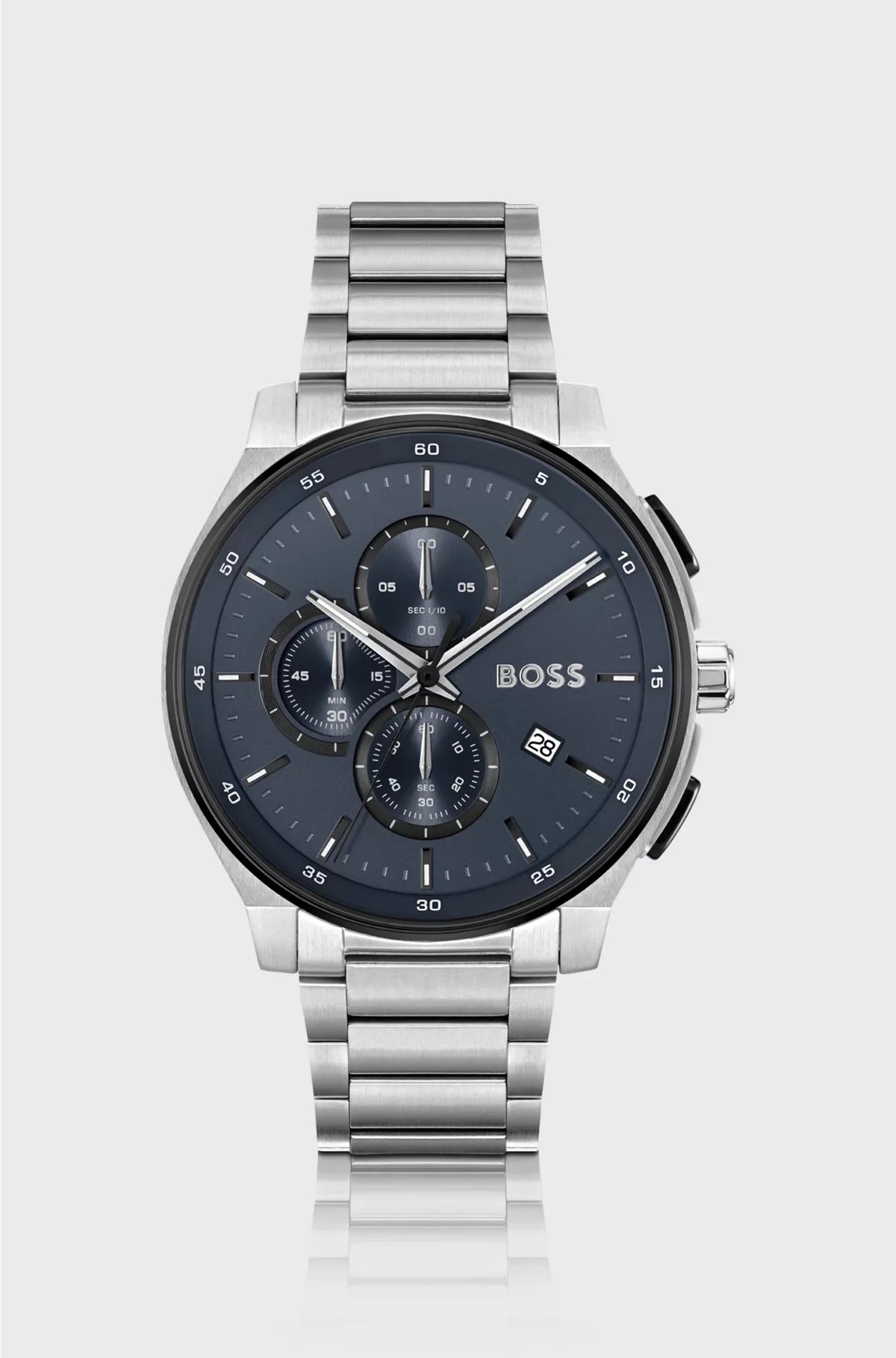 OROLOGIO CRONOGRAFO IN ACCIAIO INOSSIDABILE CON QUADRANTE BLU OPACO