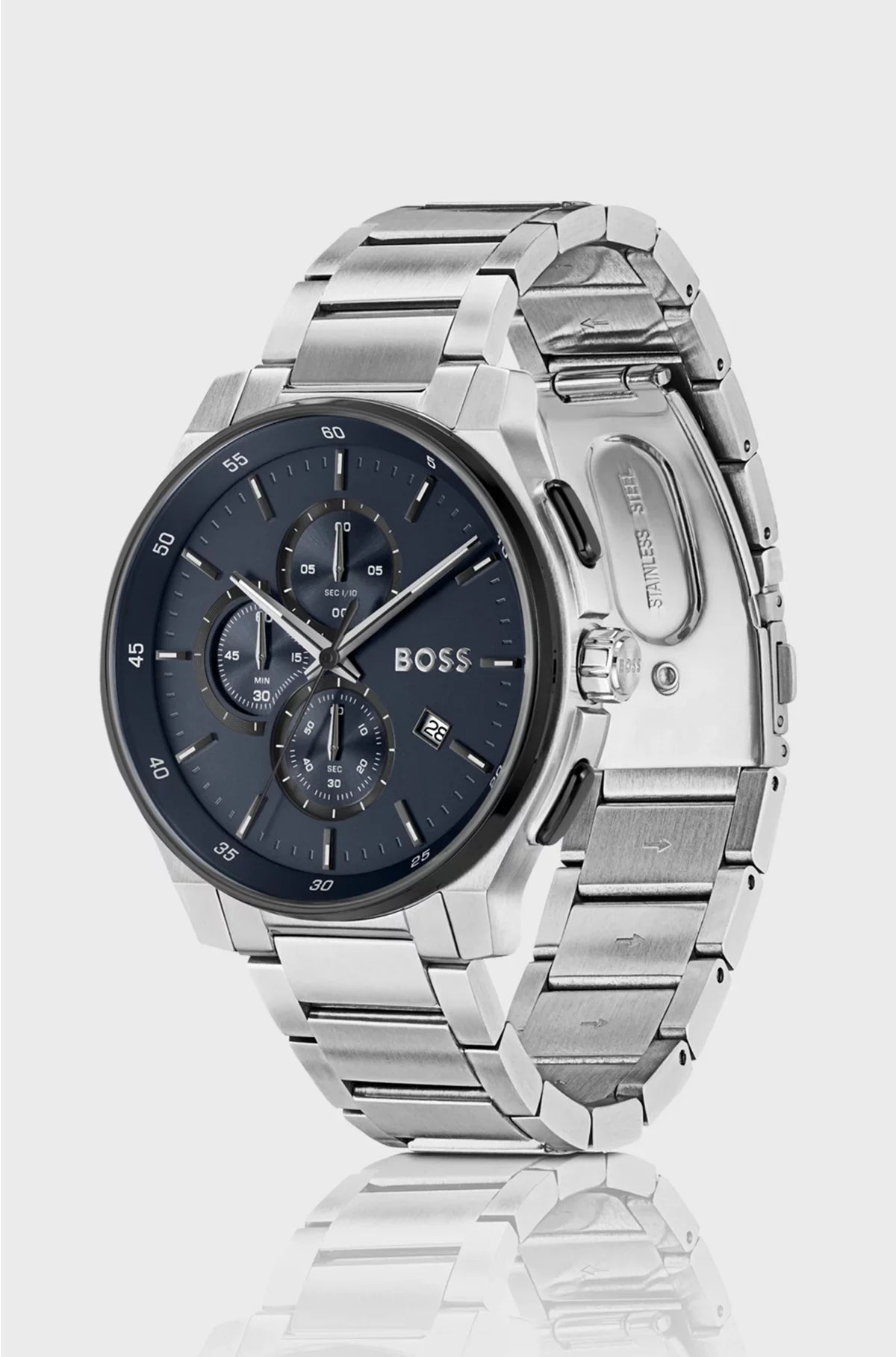 OROLOGIO CRONOGRAFO IN ACCIAIO INOSSIDABILE CON QUADRANTE BLU OPACO