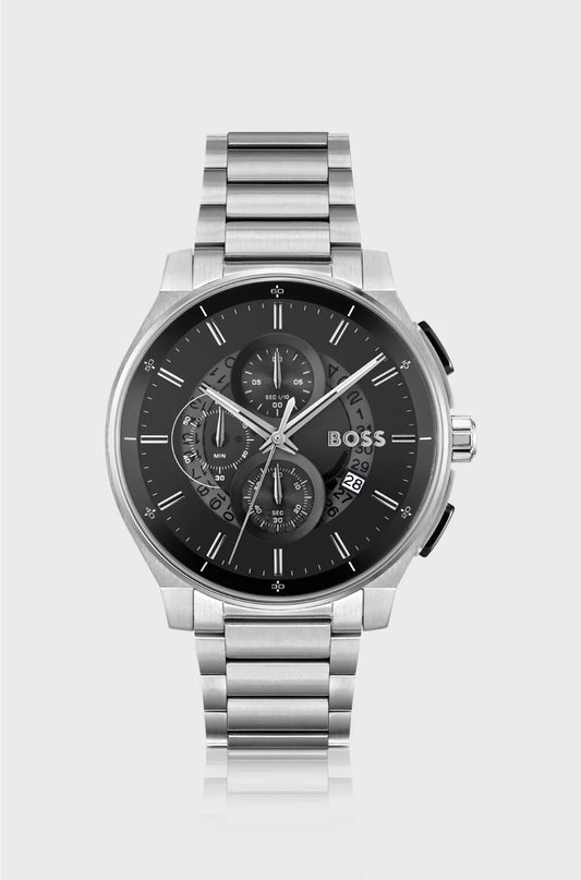 STAINLESS-STEEL CHRONOGRAPH WATCH WITH TRANSPARENT DIAL