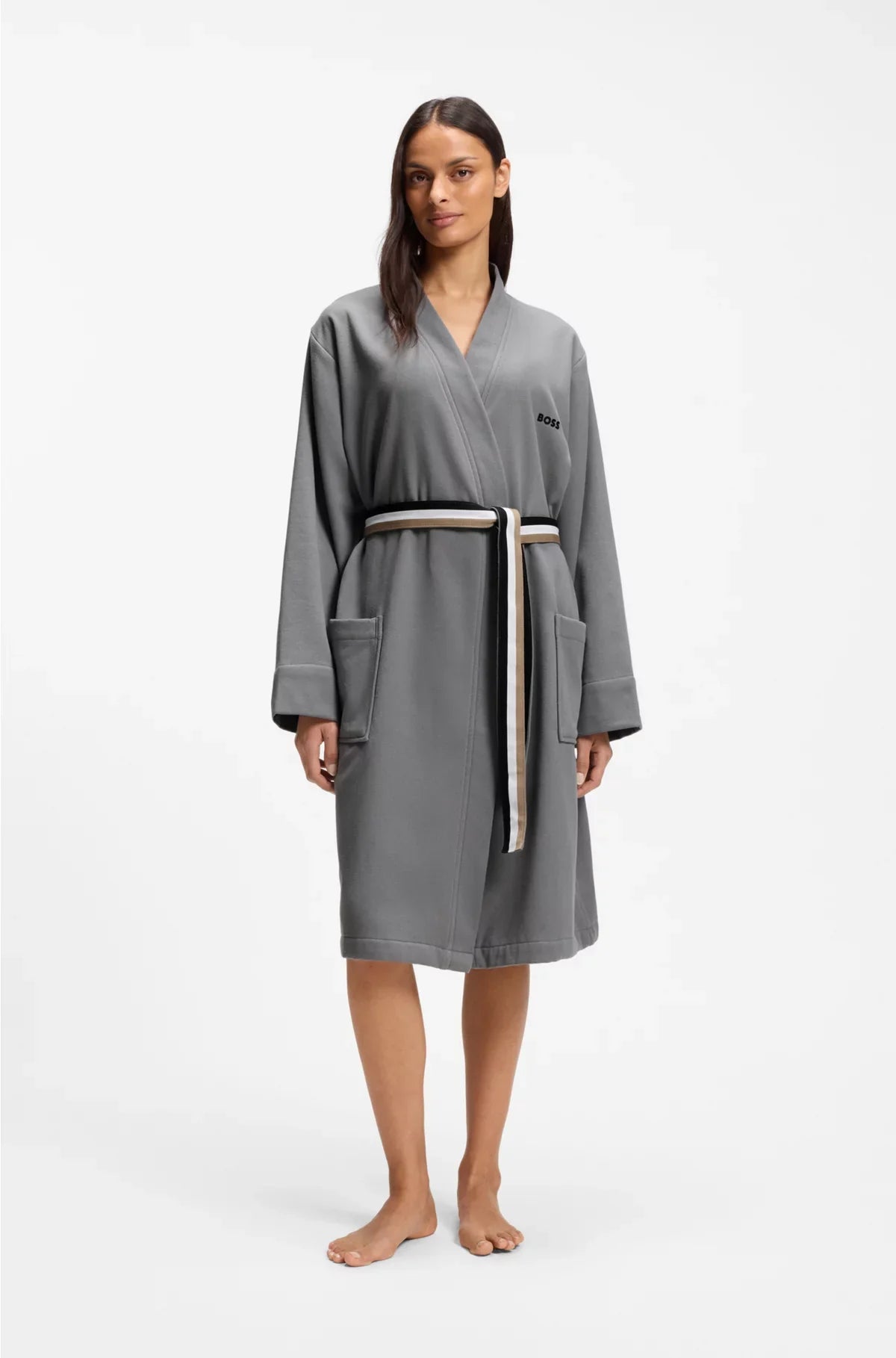 COTTON-TERRY DRESSING GOWN WITH QUICK-DRY INNER