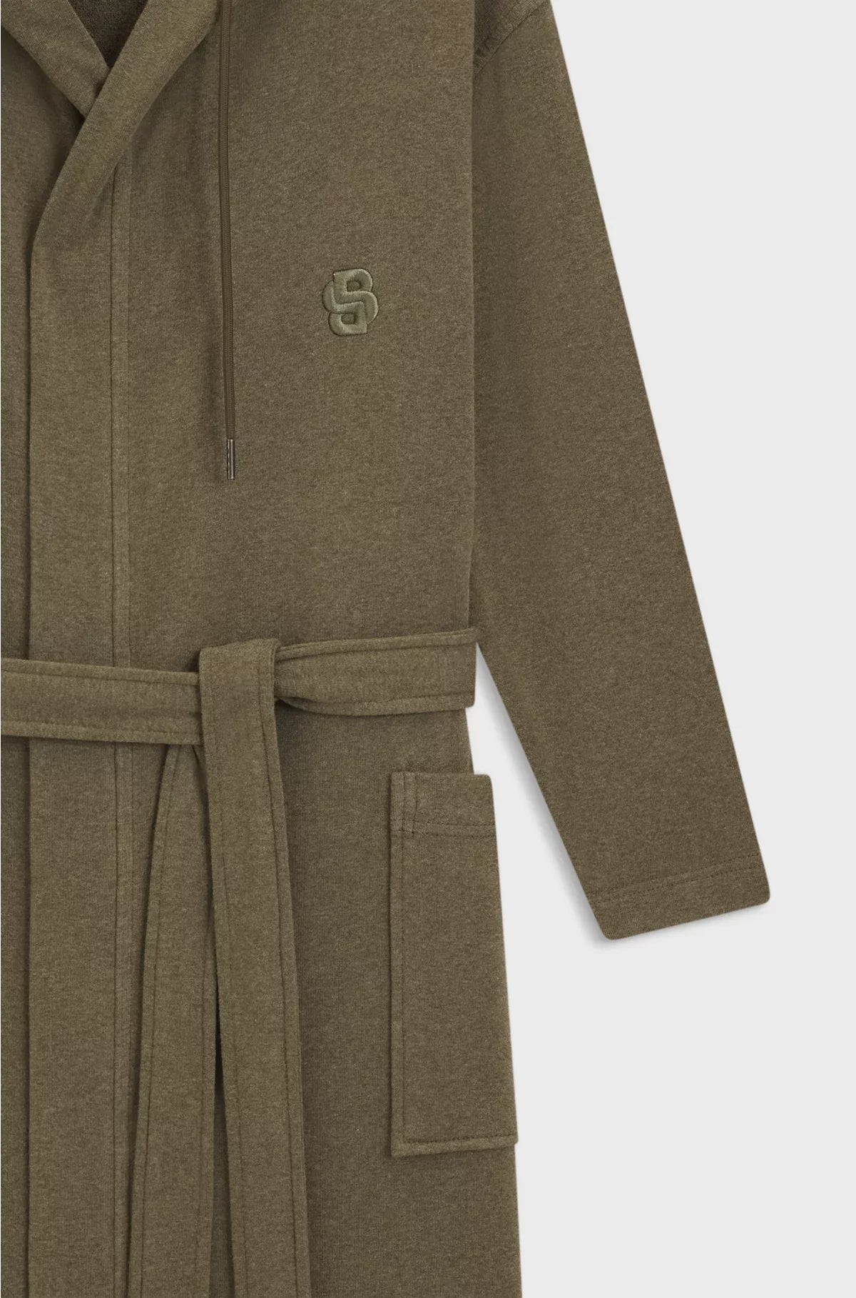 HOODED BATHROBE IN COTTON JERSEY WITH DOUBLE B MONOGRAM